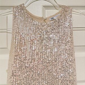 Zara Rose Gold Sequin Sleeveless Top